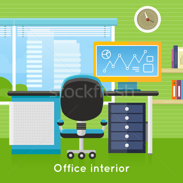 Office Interior in Flat Style. Modern Workspace Stock photo © robuart