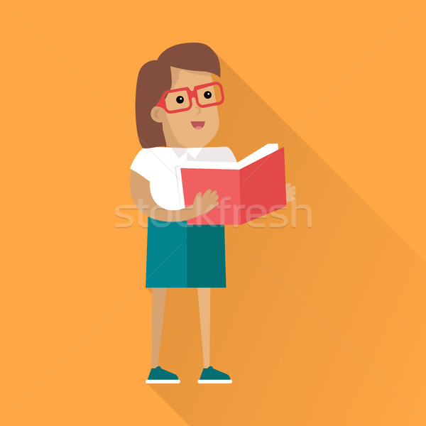 Reading Book Human Icon in Flat Style Design  Stock photo © robuart