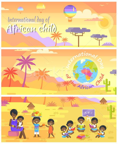 International Day of African Child Posters Set Stock photo © robuart