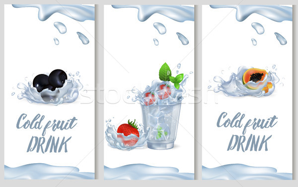 Stockfoto: Koud · vruchten · drinken · promotie · poster · illustratie