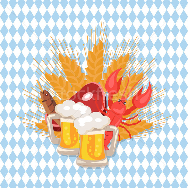 Beer and Snacks at Octoberfest Vector Illustration Stock photo © robuart