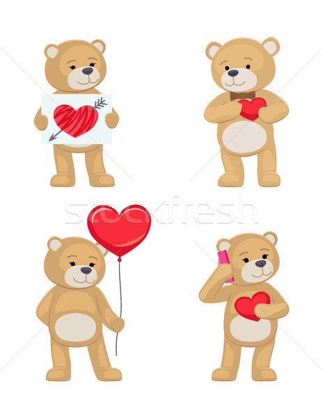 愛 我 泰迪熊 向量 心臟 簽署 商業照片 © robuart
