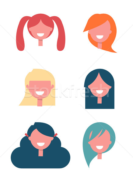 Faceless Girls Heads with Stylish Hairstyles Set Stock photo © robuart