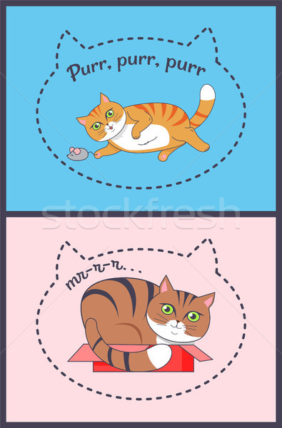 два плакатов Nice кошек полосатый сидят Сток-фото © robuart