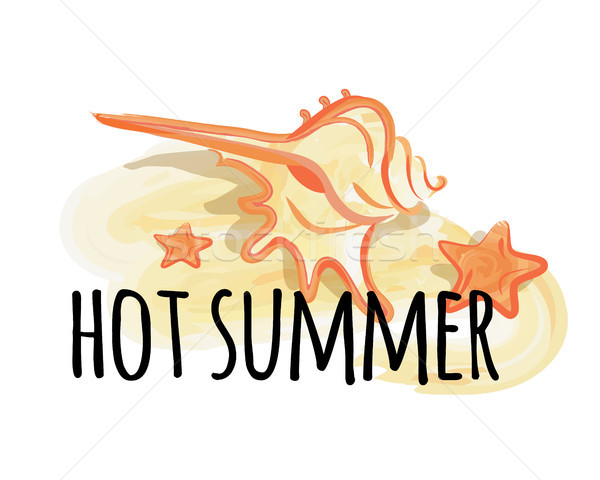 Hot Summer Poster with Cream Colored Sea Shells Stock photo © robuart