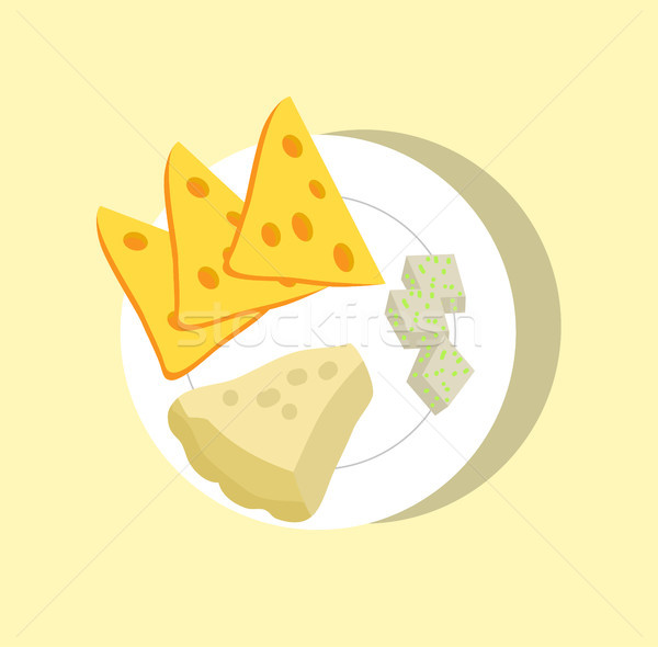 Different Sorts Cheese Collection, Colorful Poster Stock photo © robuart