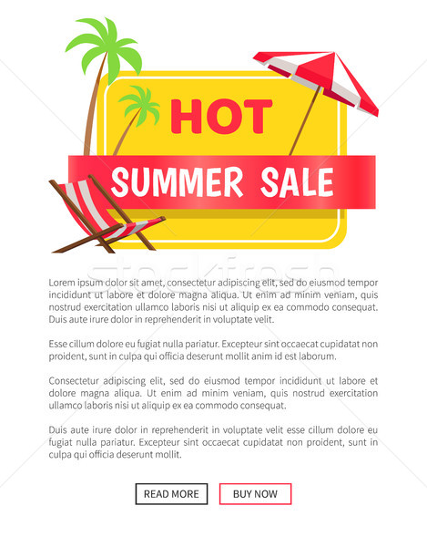 Summer Hot Sale Web Poster Push Buttons Palm Trees Stock photo © robuart