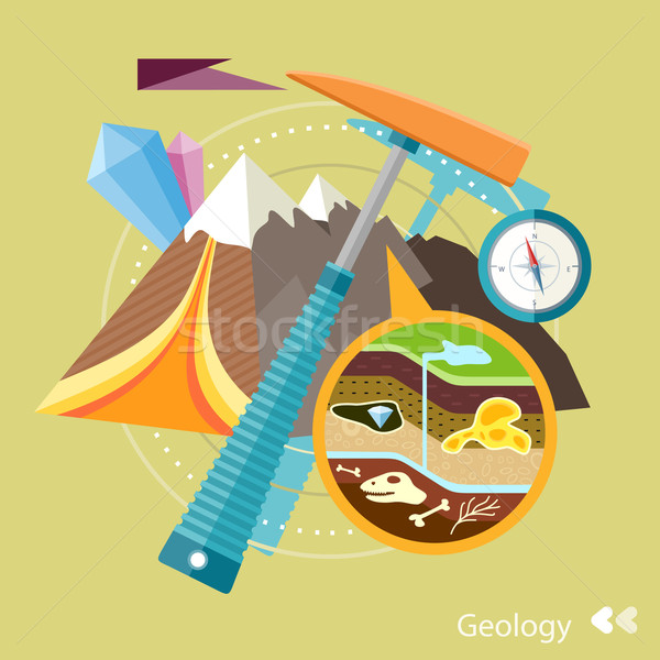 Soil Layers with dinosaur fossil Stock photo © robuart