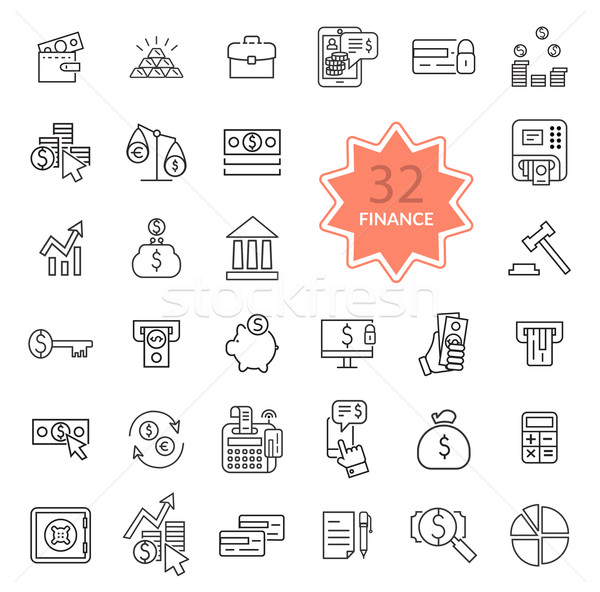 Thin Line Icons of Finance Stock photo © robuart