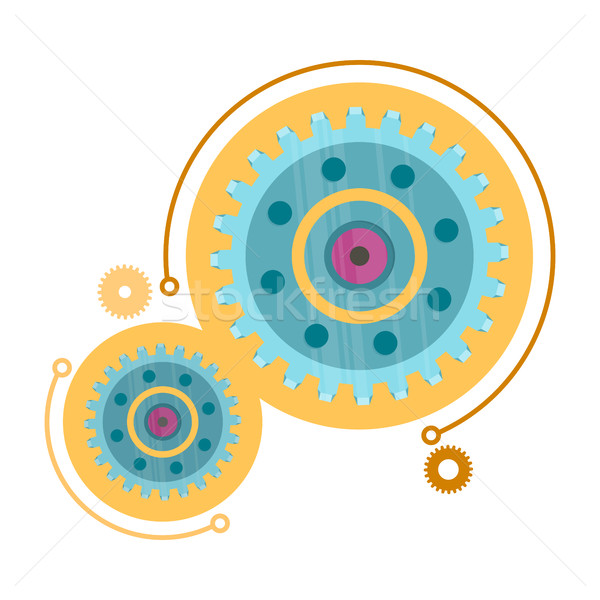 Gear Icons Web Button Isolated on White. Machinery Stock photo © robuart