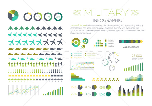 Katonaság infografika vektor elemek szett repülőgép Stock fotó © robuart