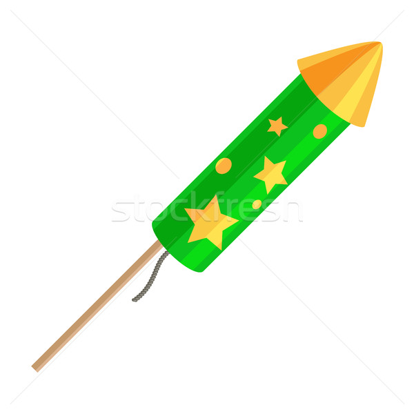 Green Exploding Rocket with Golden Stars Isolated Stock photo © robuart