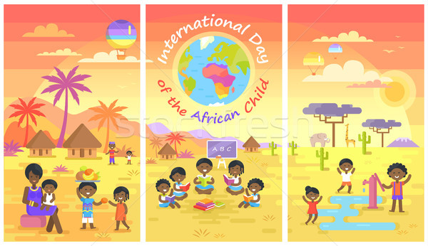 International Day of African Child Posters Set Stock photo © robuart