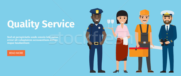 Quality Service of 4 Professions Isolated on Blue Stock photo © robuart
