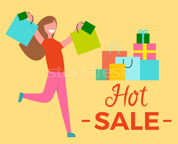Stockfoto: Hot · verkoop · vrouw · handen · foto
