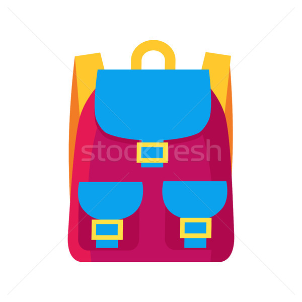 Stok fotoğraf: Renkli · çocukça · sırt · çantası · pembe · sırt · çantası · altın