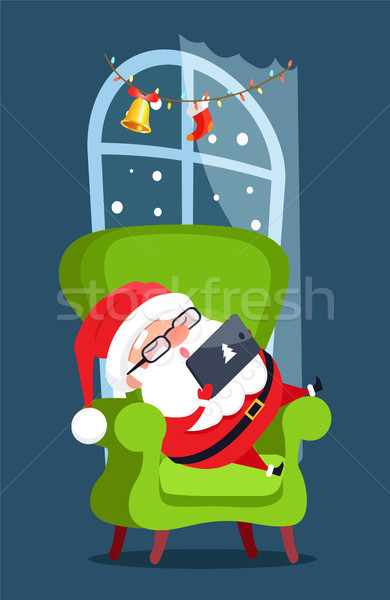 Santa Claus Sleeping Poster Vector Illustration Stock photo © robuart