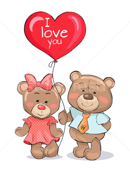 I Love You Heart Shape Balloon in Hands Teddy-Bear Stock photo © robuart