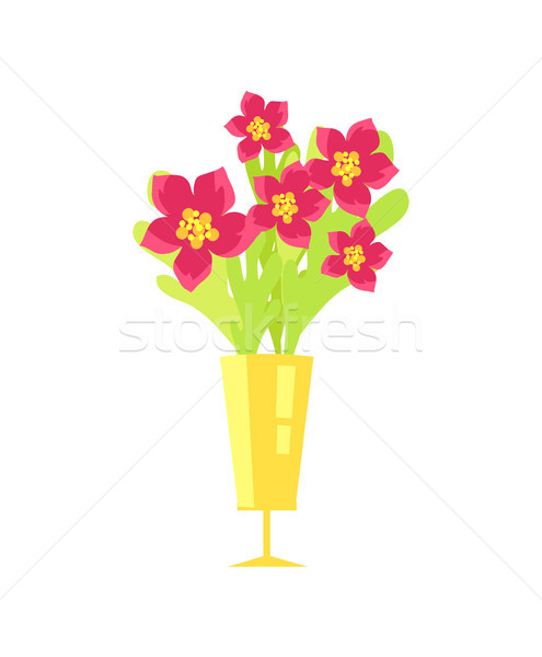 Foto stock: Belo · flores · vaso · ícone · rosa