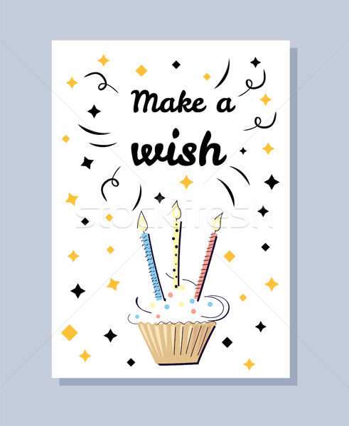 Make a Wish White Postcard Vector Illustration Stock photo © robuart