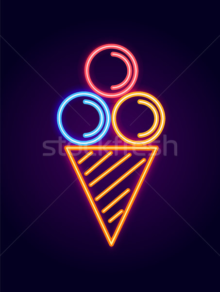 Ice Cream Neon Signboard, Vector Illustration Stock photo © robuart