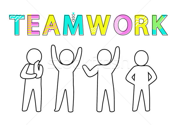 Teamwork Promo Banner with Human Characters Sketch Stock photo © robuart