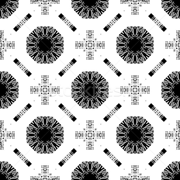 Seamless pattern with white tracery on a black Stock photo © robuart