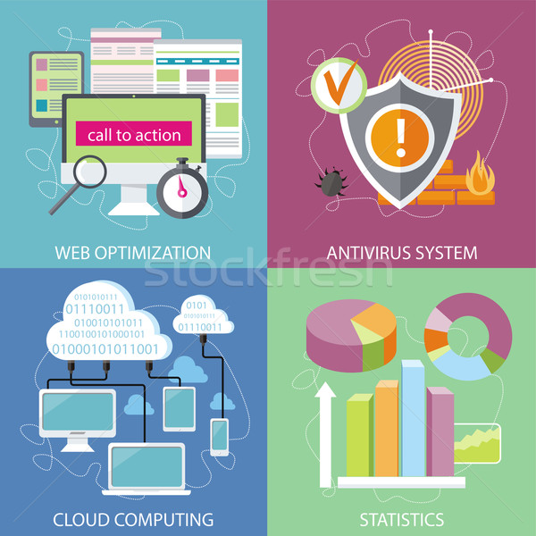 Antivirus system, cloud computing, statistics Stock photo © robuart