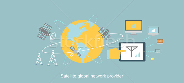Satellite Global Network Provider Icon Flat Stock photo © robuart