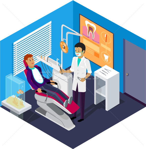 Isometric Dentist Office During Reception Patient Stock photo © robuart