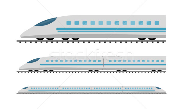 Set of Subway Trains Isolated on White. Vector Stock photo © robuart