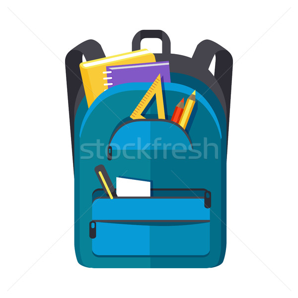 Backpack Schoolbag Icon with Notebook Ruler Stock photo © robuart