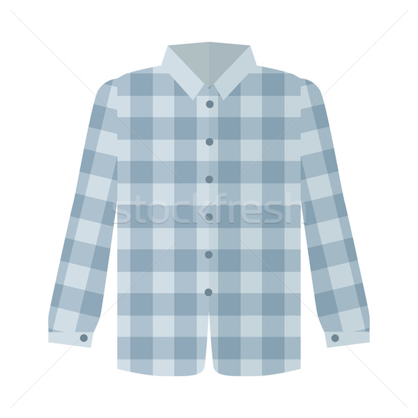 Checkered Grey Shirt Flat Style Vector Illustration Stock photo © robuart