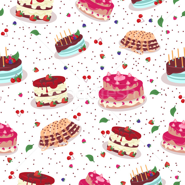 Tasty Celebratory Cakes Vector Seamless Pattern Stock photo © robuart