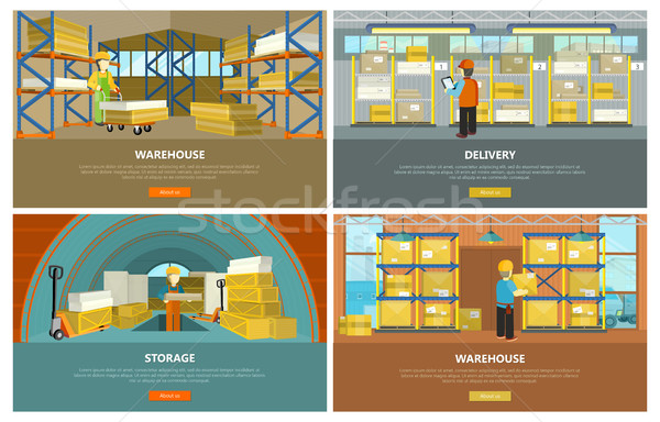 Warehouse, Storage and Delivery Banners Stock photo © robuart