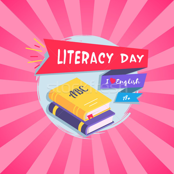 Literacy Day Bright Postcard Vector Illustration Stock photo © robuart