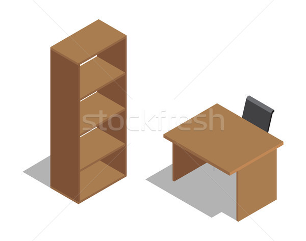 Wooden Office Table with Chair near Shelving. Stock photo © robuart