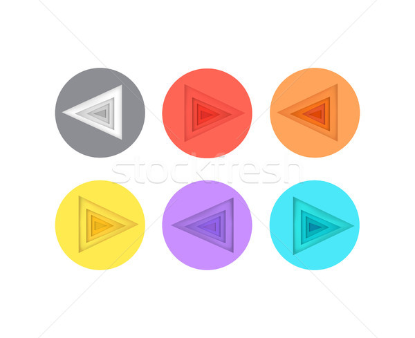 Pointers Directed to left Icons in Colorful Circle Stock photo © robuart
