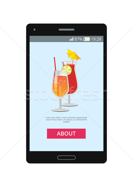 Limonada cocktail-uri lămâie telefon ecran Imagine de stoc © robuart