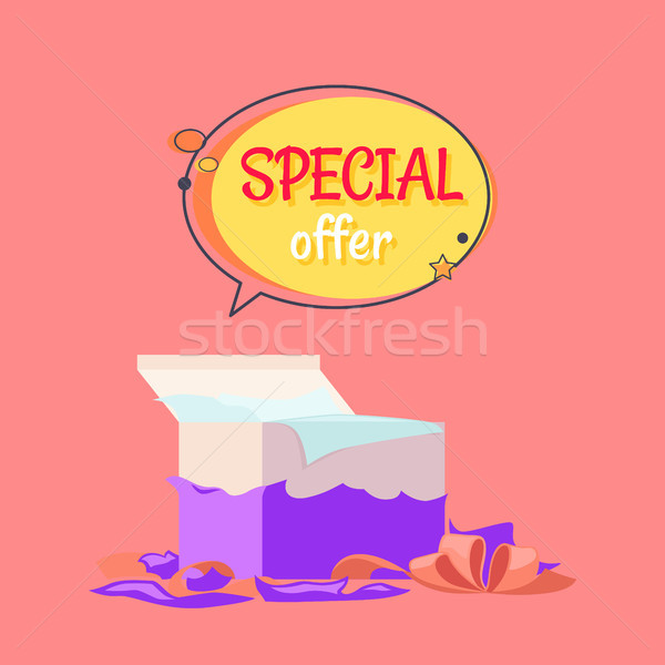 Special Offer Poster with Open Gift Box Wrapping Stock photo © robuart