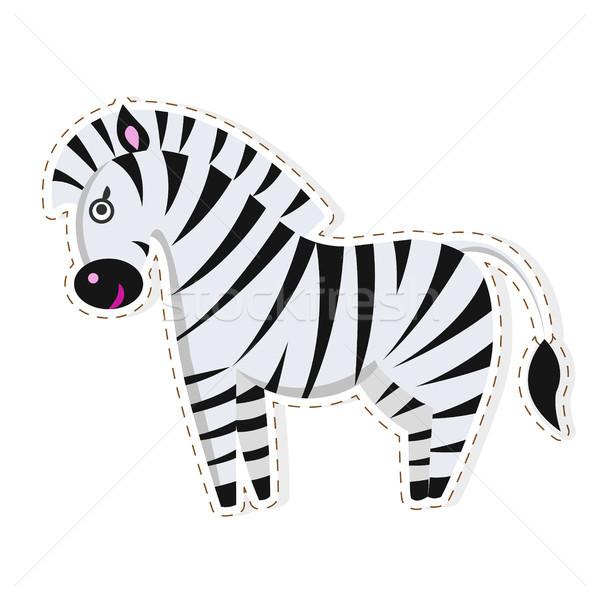 Foto stock: Bonitinho · zebra · desenho · animado · vetor · adesivo · ícone