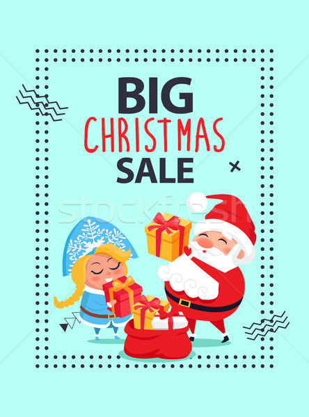 Big Christmas Sale Banner Santa Claus Snow Maiden Stock photo © robuart