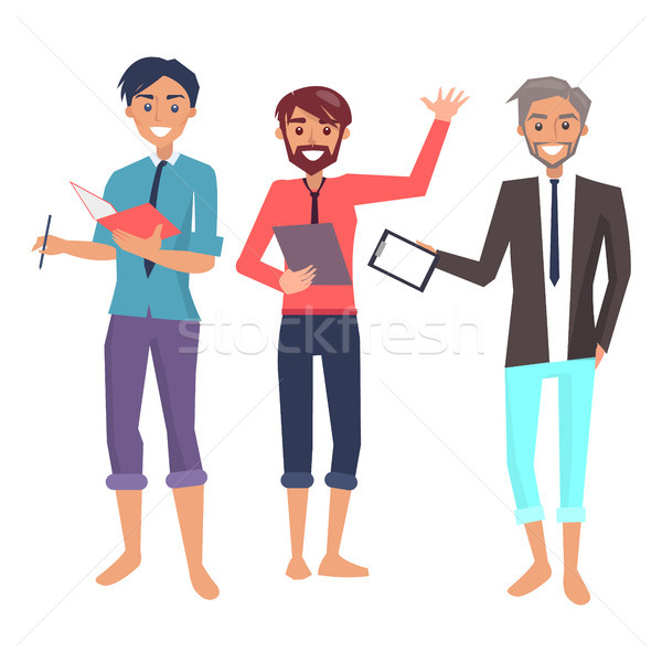 Three Cheerful Employees Color Vector Illustration Stock photo © robuart