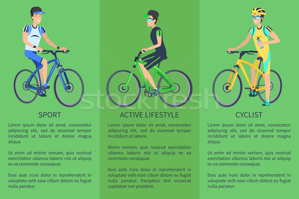 Aktif yaşam tarzı spor bisikletçi renkli poster Stok fotoğraf © robuart