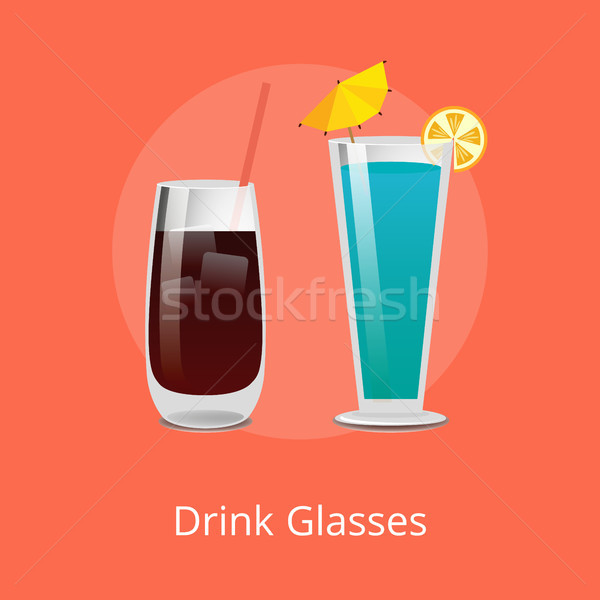 Foto stock: Beber · gafas · vodka · cola · azul · cócteles