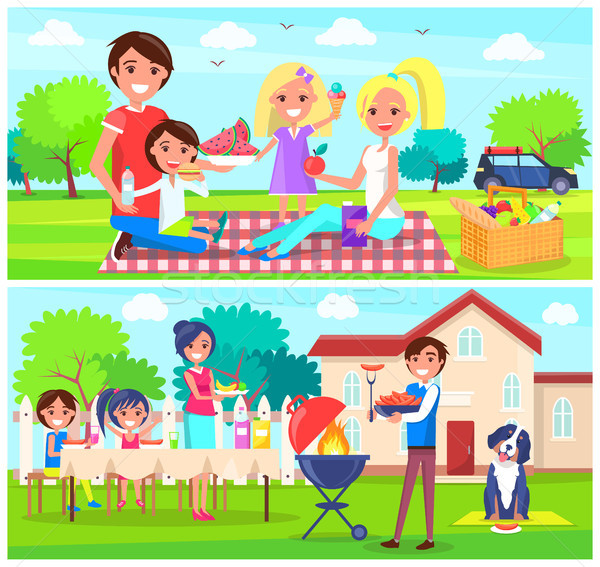 Happy Family Having Picnic Together in Forest Home Stock photo © robuart