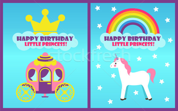 Feliz aniversário coleção pequeno princesa saudação cartões postais Foto stock © robuart