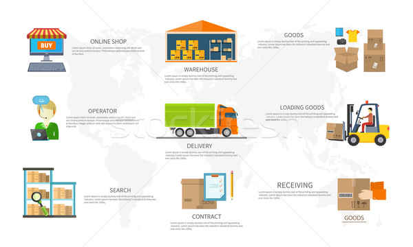 Infografica depozit livrare încărcătură transport Imagine de stoc © robuart