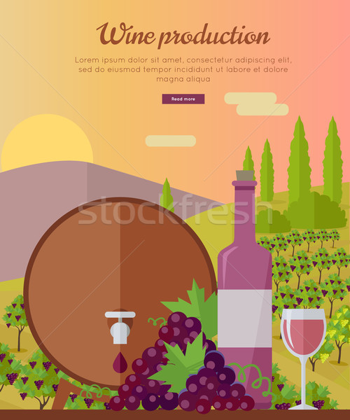 Stock foto: Wein · Produktion · Banner · Plakat · stieg · Reben