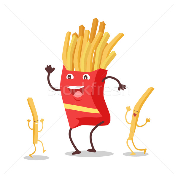 Foto stock: Fries · dança · isolado · branco · engraçado · comida